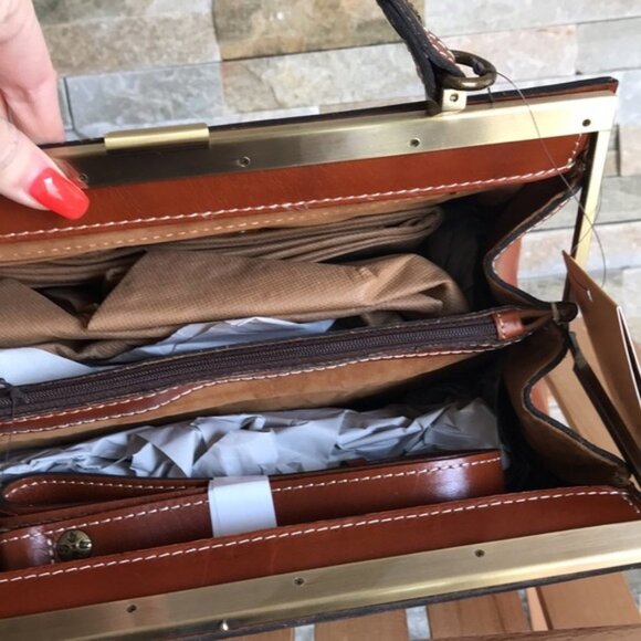 Patricia Nash Ardella Leather Metal Frame Satchel - Picture 7 of 7